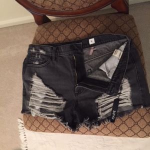 Nordstrom BP Frayed Black Denim High Rise Shorts